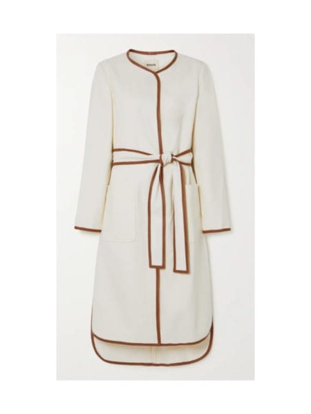 Khaite Iman Belted Leather-Trimmed Twill Coat
