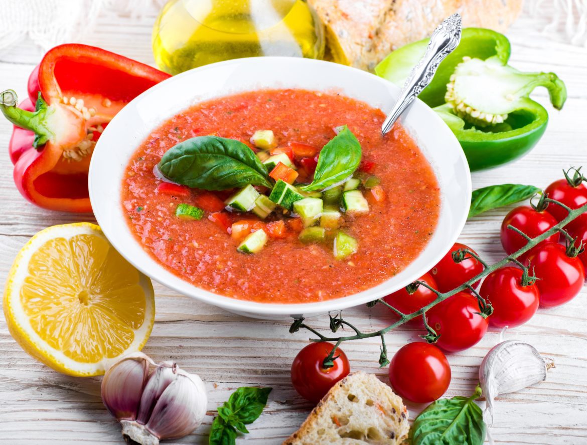 Tomato,Gazpacho,Soup,With,Pepper,And,Garlic,,Spanish,Cuisine